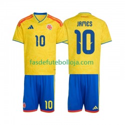 Camisola 1º Equipamento Seleção Colombiana James Rodriguez 10 World Cup 2026 Manga Curta ,Criança