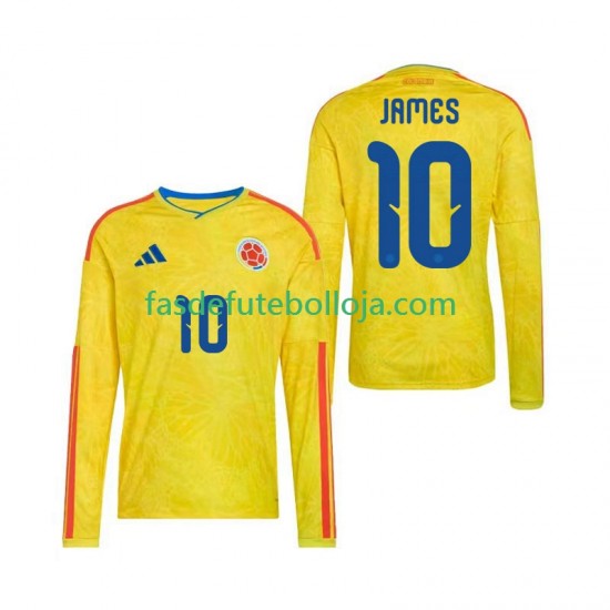 Camisola 1º Equipamento Seleção Colombiana James Rodriguez 10 World Cup 2026 Manga Comprida ,Homem