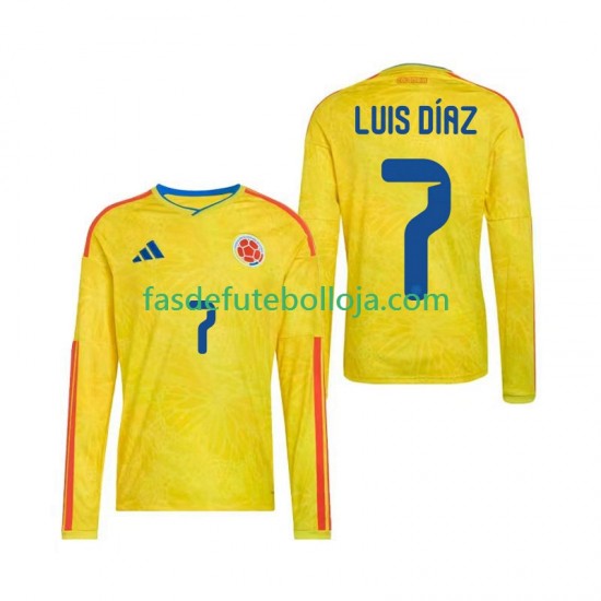 Camisola 1º Equipamento Seleção Colombiana Luis Diaz 7 World Cup 2026 Manga Comprida ,Homem