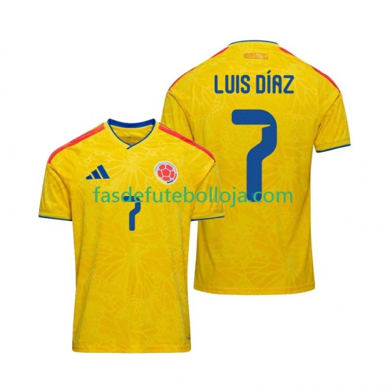 Camisola 1º Equipamento Seleção Colombiana Luis Diaz 7 World Cup 2026 Manga Curta ,Homem