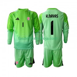 Camisola Guarda-redes 1º Equipamento Seleção Costarriquenha Keylor Navas 1 2025 Manga Comprida ,Criança