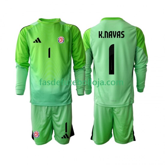 Camisola Guarda-redes 1º Equipamento Seleção Costarriquenha Keylor Navas 1 2025 Manga Comprida ,Criança