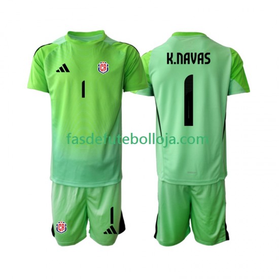Camisola Guarda-redes 1º Equipamento Seleção Costarriquenha Keylor Navas 1 2025 Manga Curta ,Criança