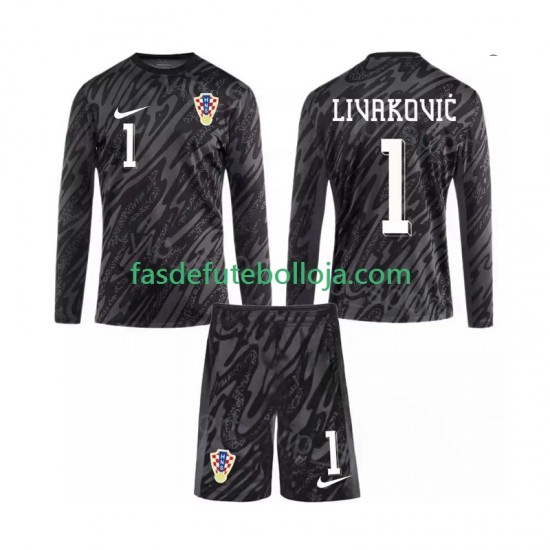 Camisola Guarda-redes 3º Equipamento Seleção Croata DOMINIK LIVAKOVIC 1 2024 Manga Comprida ,Criança