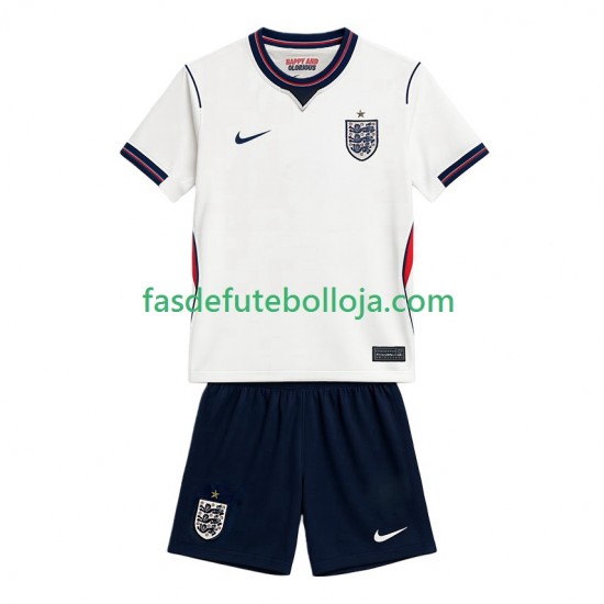 Camisola 1º Equipamento Seleção Inglesa World Cup 2026 Manga Curta ,Criança