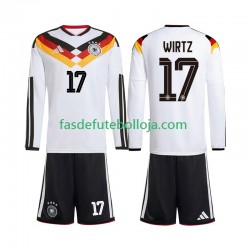 Camisola 1º Equipamento Seleção Alemã Florian Wirtz 17 World Cup 2026 Manga Comprida ,Criança