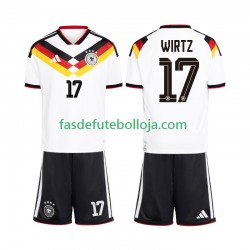 Camisola 1º Equipamento Seleção Alemã Florian Wirtz 17 World Cup 2026 Manga Curta ,Criança