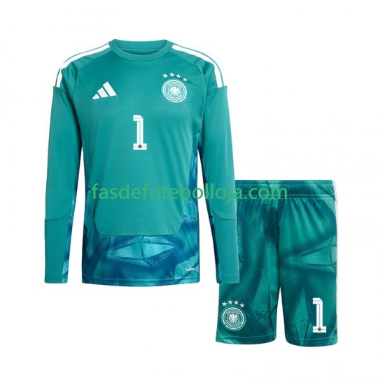 Camisola Guarda-redes 1º Equipamento Seleção Alemã Manuel Neuer 1 World Cup 2026 Manga Comprida ,Criança