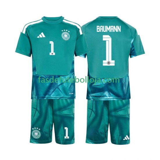 Camisola Guarda-redes 1º Equipamento Seleção Alemã Oliver Baumann 1 World Cup 2026 Manga Curta ,Criança