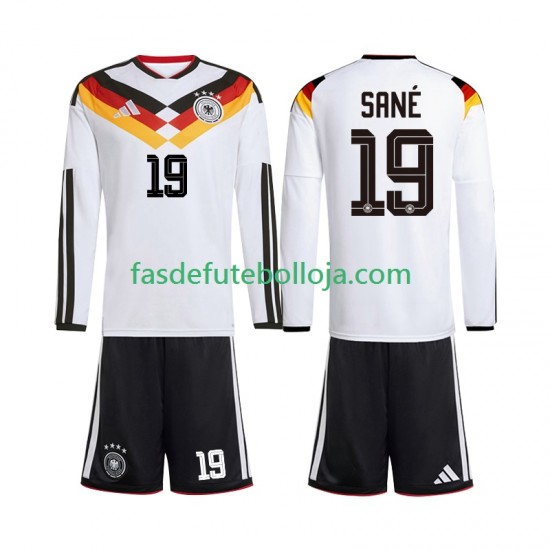 Camisola 1º Equipamento Seleção Alemã Leroy Sane 19 World Cup 2026 Manga Comprida ,Criança
