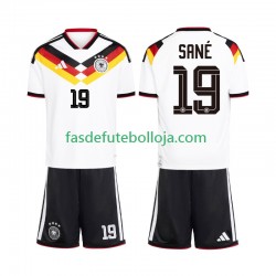 Camisola 1º Equipamento Seleção Alemã Leroy Sane 19 World Cup 2026 Manga Curta ,Criança