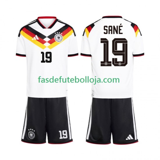 Camisola 1º Equipamento Seleção Alemã Leroy Sane 19 World Cup 2026 Manga Curta ,Criança