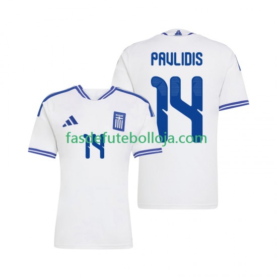 Camisola 1º Equipamento Seleção Grega Vangelis Pavlidis 14 2026 Manga Curta ,Homem