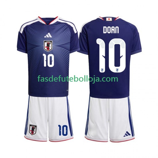 Camisola 1º Equipamento Seleção Japonesa Ritsu Doan 10 World Cup 2026 Manga Curta ,Criança