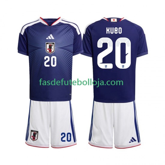 Camisola 1º Equipamento Seleção Japonesa Kubo 20 World Cup 2026 Manga Curta ,Criança