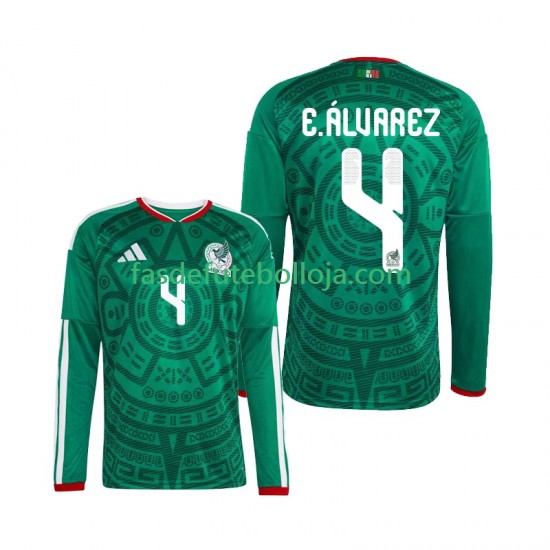 Camisola 1º Equipamento Seleção Mexicana Edson Alvarez 4 World Cup 2026 Manga Comprida ,Homem