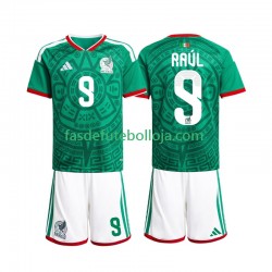 Camisola 1º Equipamento Seleção Mexicana Raul Jimenez 9 World Cup 2026 Manga Curta ,Criança