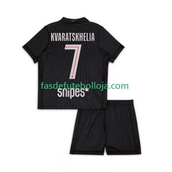 Camisola 4º Equipamento Paris Saint-Germain Khvicha Kvaratskhelia 7 2025-2026 Manga Curta ,Criança