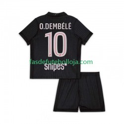 Camisola 4º Equipamento Paris Saint-Germain Ousmane Dembele 10 2025-2026 Manga Curta ,Criança