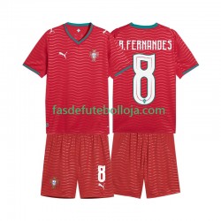 Camisola 1º Equipamento Seleção Portuguesa Bruno Fernandes 8 World Cup 2026 Manga Curta ,Criança