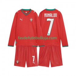 Camisola 1º Equipamento Seleção Portuguesa Cristiano Ronaldo 7 World Cup 2026 Manga Comprida ,Criança