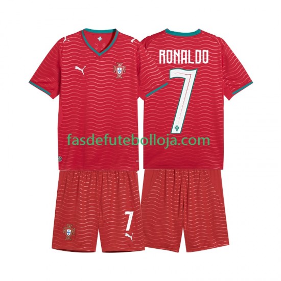 Camisola 1º Equipamento Seleção Portuguesa Cristiano Ronaldo 7 World Cup 2026 Manga Curta ,Criança