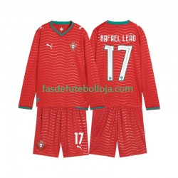 Camisola 1º Equipamento Seleção Portuguesa Rafael Leao 17 World Cup 2026 Manga Comprida ,Criança