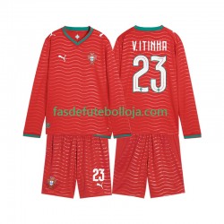 Camisola 1º Equipamento Seleção Portuguesa Vitinha 23 World Cup 2026 Manga Comprida ,Criança
