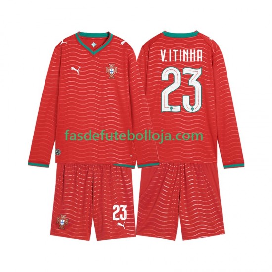 Camisola 1º Equipamento Seleção Portuguesa Vitinha 23 World Cup 2026 Manga Comprida ,Criança