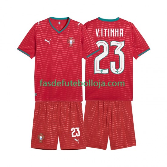 Camisola 1º Equipamento Seleção Portuguesa Vitinha 23 World Cup 2026 Manga Curta ,Criança