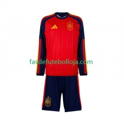 Camisola 1º Equipamento Seleção Espanhola World Cup 2026 Manga Comprida ,Criança