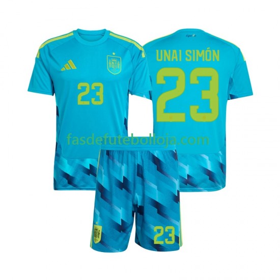 Camisola Guarda-redes 1º Equipamento Seleção Espanhola Unai Simon 23 World Cup 2026 Manga Curta ,Criança