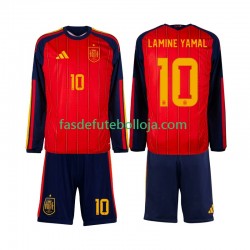 Camisola 1º Equipamento Seleção Espanhola Lamine Yamal 10 World Cup 2026 Manga Comprida ,Criança