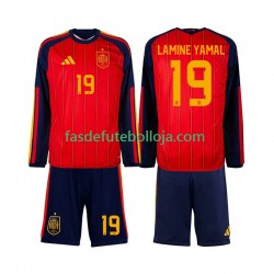 Camisola 1º Equipamento Seleção Espanhola Lamine Yamal 19 World Cup 2026 Manga Comprida ,Criança