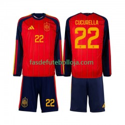 Camisola 1º Equipamento Seleção Espanhola Marc Cucurella 22 World Cup 2026 Manga Comprida ,Criança