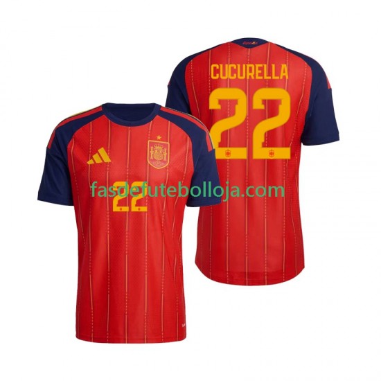 Camisola 1º Equipamento Seleção Espanhola Marc Cucurella 22 World Cup 2026 Manga Curta ,Homem
