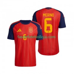 Camisola 1º Equipamento Seleção Espanhola Mikel Merino 6 World Cup 2026 Manga Curta ,Homem