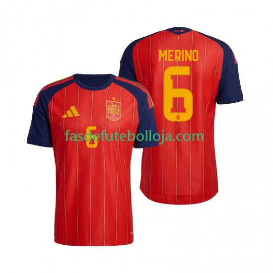 Camisola 1º Equipamento Seleção Espanhola Mikel Merino 6 World Cup 2026 Manga Curta ,Homem