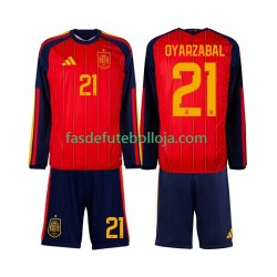 Camisola 1º Equipamento Seleção Espanhola Mikel Oyarzabal 21 World Cup 2026 Manga Comprida ,Criança