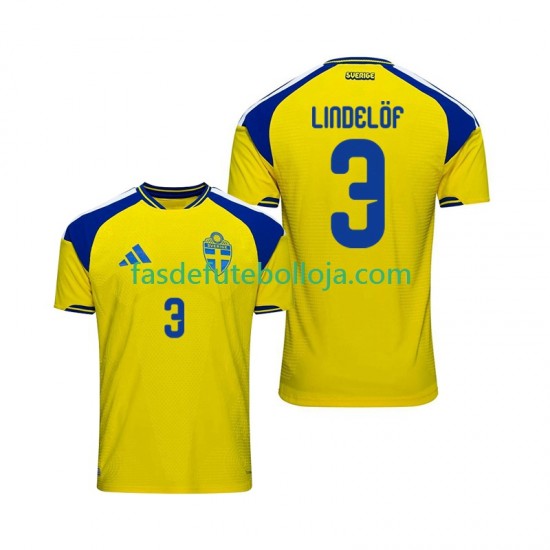 Camisola 1º Equipamento Seleção Sueca Victor Lindelof 3 2026 Manga Curta ,Homem
