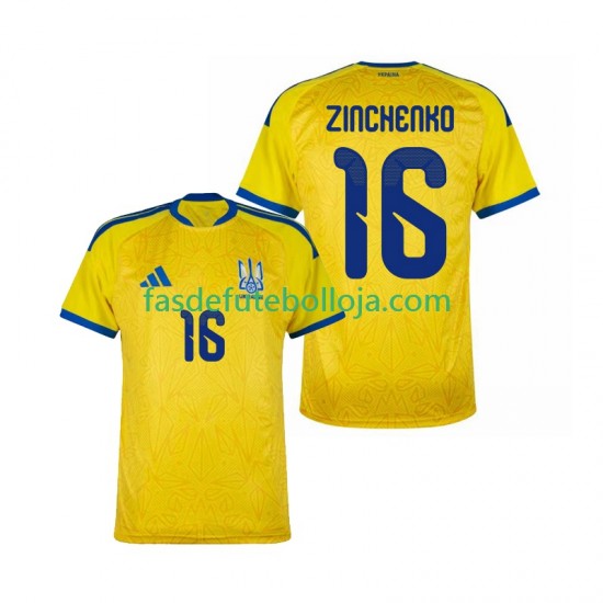 Camisola 1º Equipamento Seleção Ucraniana Oleksandr Zinchenko 16 World Cup 2026 Manga Curta ,Homem