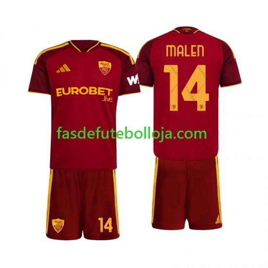 Camisola 1º Equipamento AS Roma Donyell Malen 14 2026-2027 Manga Curta ,Criança