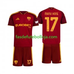 Camisola 1º Equipamento AS Roma Manu Kone 17 2026-2027 Manga Curta ,Criança