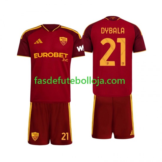 Camisola 1º Equipamento AS Roma Paulo Dybala 21 2026-2027 Manga Curta ,Criança
