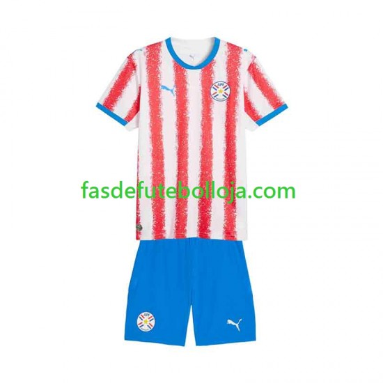 Camisola 1º Equipamento Seleção Paraguaia 2026 Manga Curta ,Criança