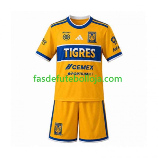 Camisola 1º Equipamento Tigres UANL 2026-2027 Manga Curta ,Criança