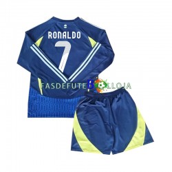 Camisola 2º Equipamento Al-Nassr Cristiano Ronaldo 7 2024-2025 Manga Comprida ,Criança