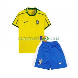 Camisola 1º Equipamento Seleção Brasileira 1998 Manga Curta Retro ,Criança