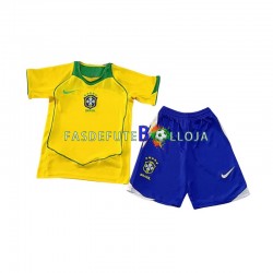 Camisola 1º Equipamento Seleção Brasileira 2004 Manga Curta Retro ,Criança