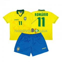 Camisola 1º Equipamento Seleção Brasileira Romario 11 1994 Manga Curta Retro ,Criança